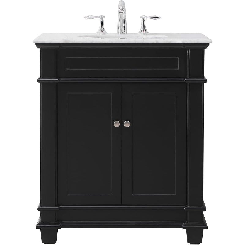 30" Bathroom Vanity Carrara Marble Black