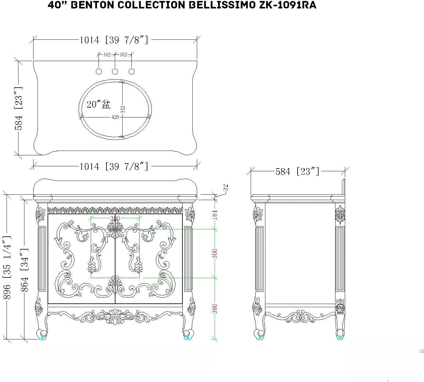 40" Carrara Marble Vanity