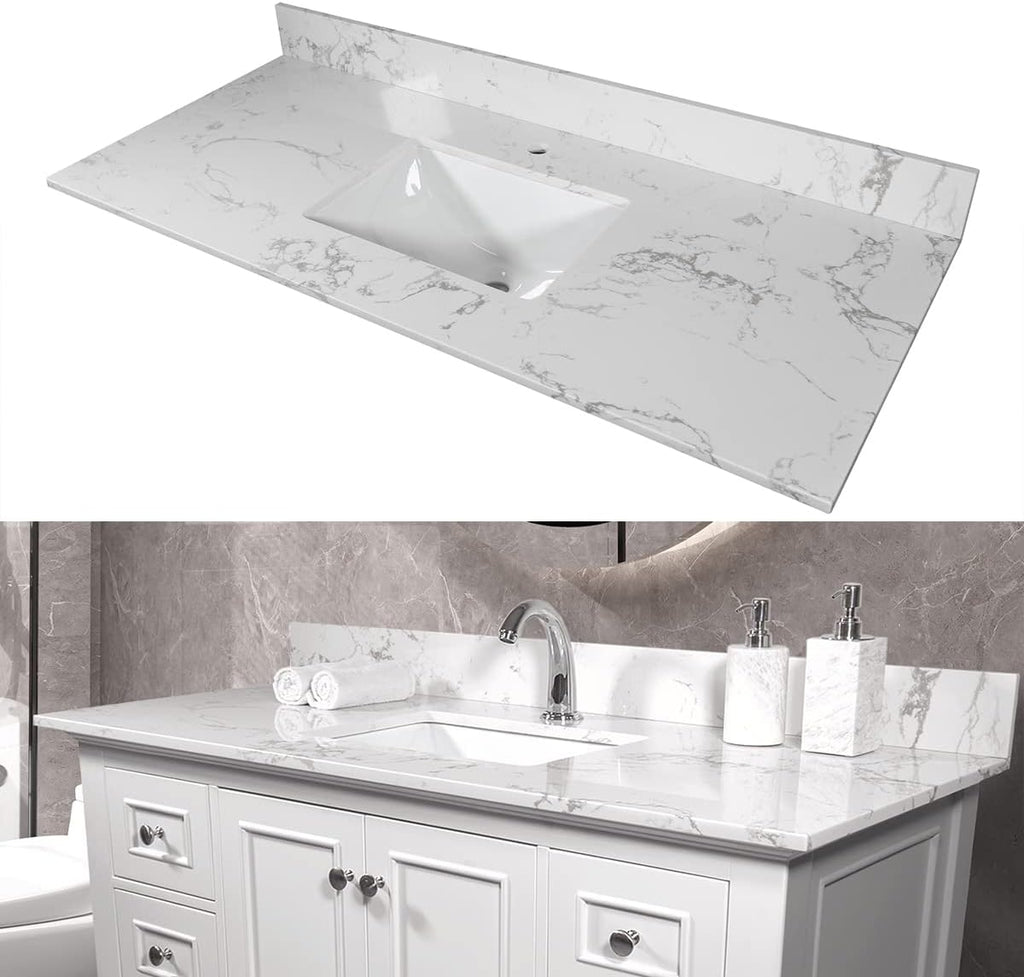 43" Carrara Marble Vanity Top with Sink