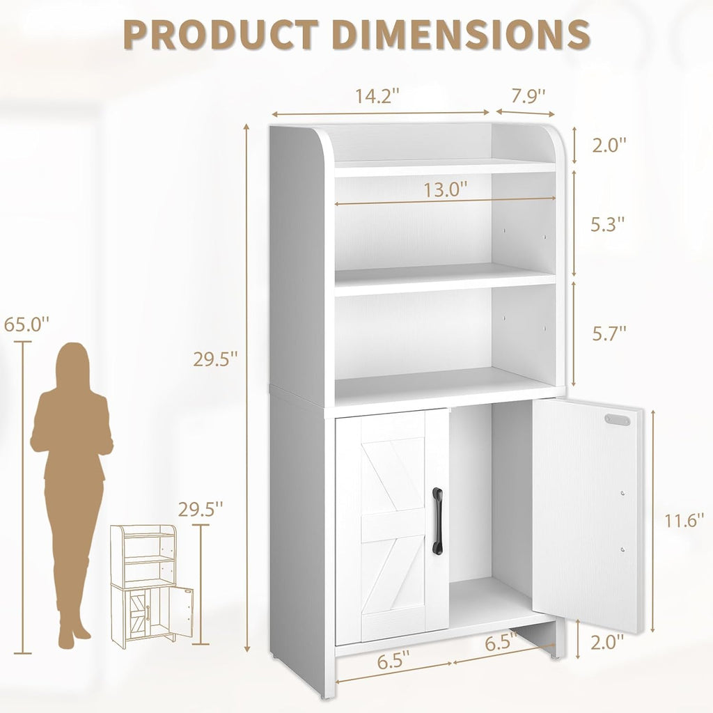 Farmhouse Slim Bathroom Storage Cabinet White