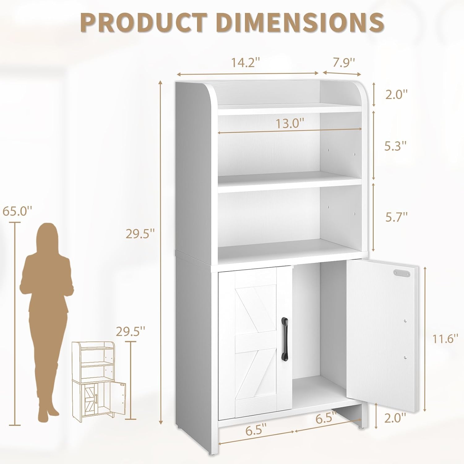 Farmhouse Slim Bathroom Storage Cabinet White