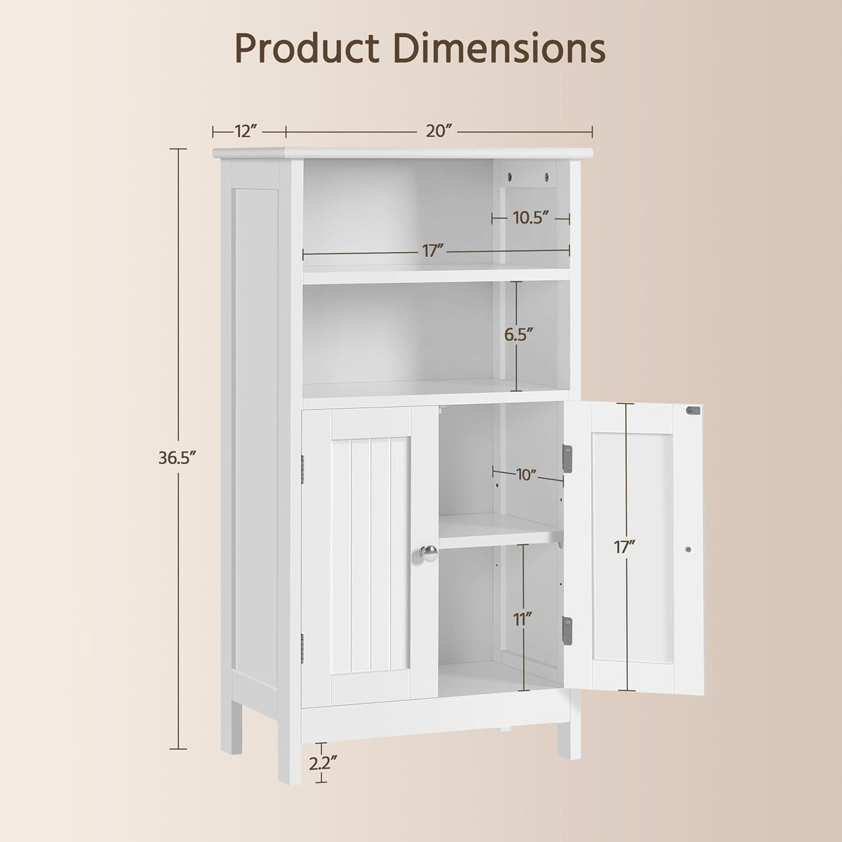 Beadboard Door Bathroom Cabinet White