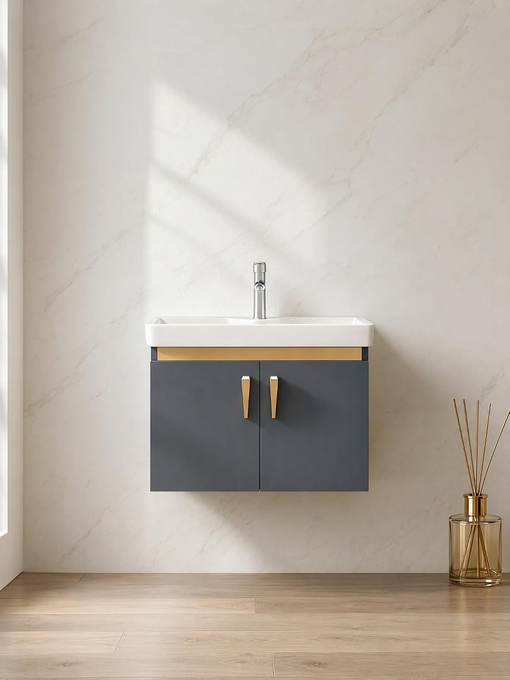 18.8" Floating Bathroom Vanity Gray Gold