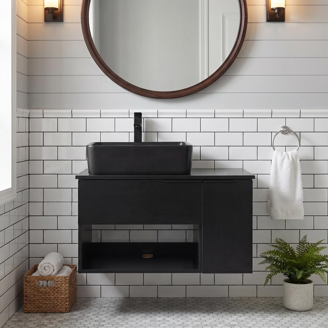 28" Floating Bathroom Vanity Black
