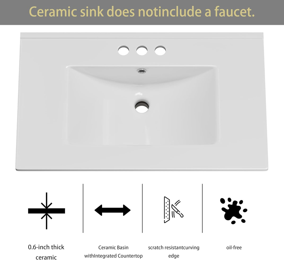 30" Freestanding Bathroom Vanity White