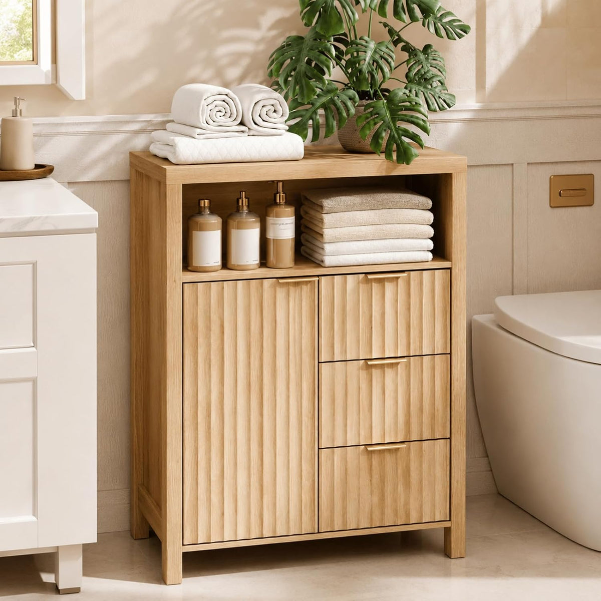 Slim Bathroom Storage Cabinet Oak