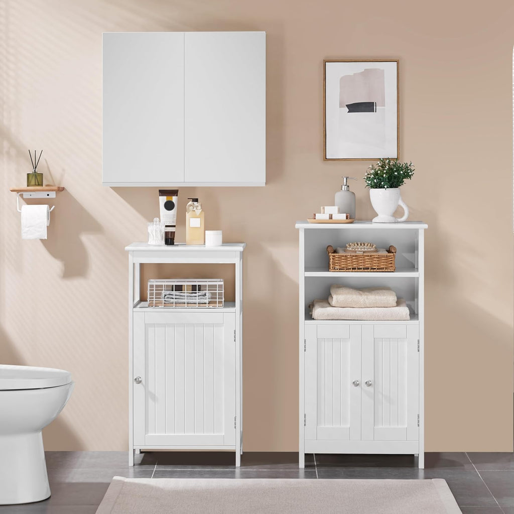 Beadboard Door Bathroom Cabinet White