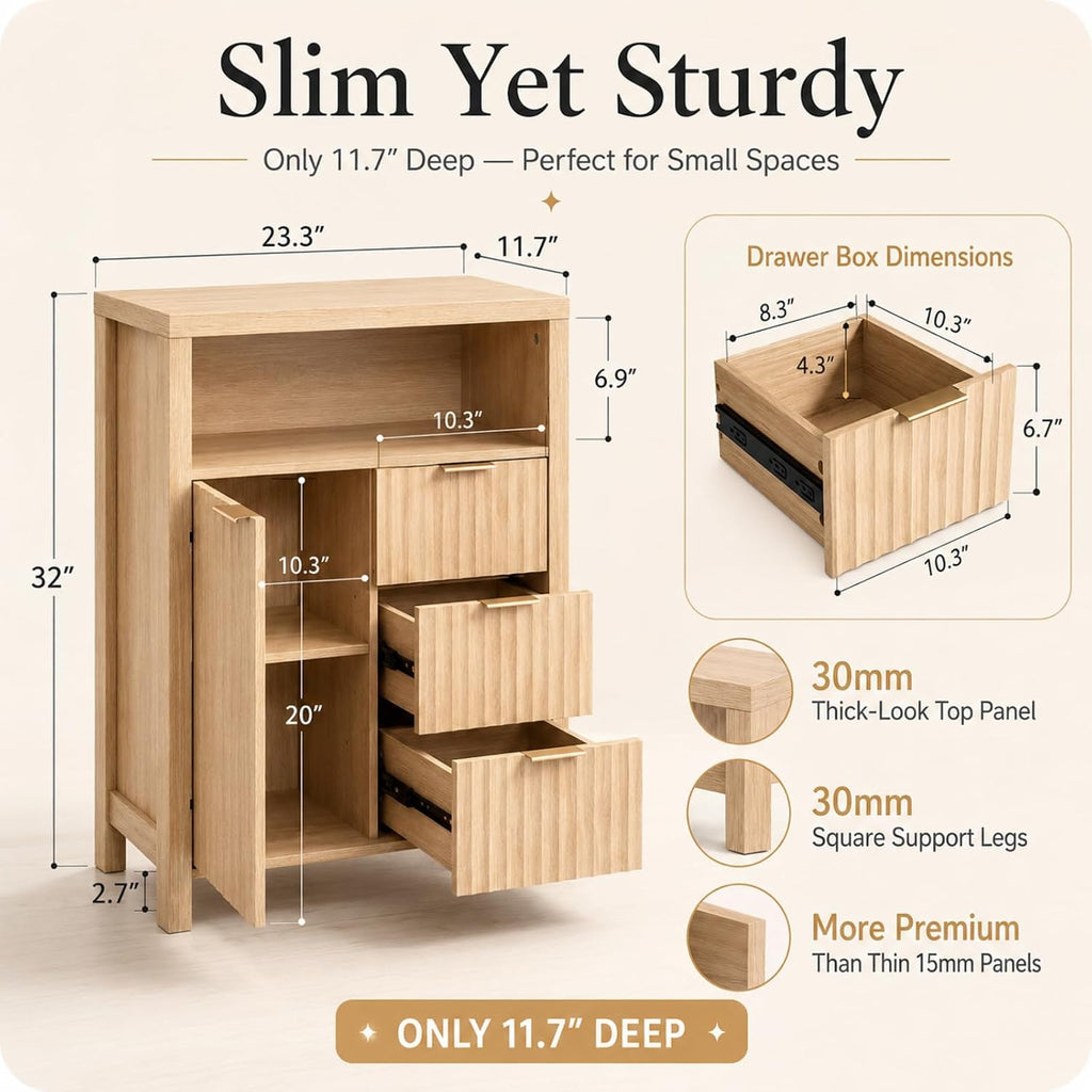 Slim Bathroom Storage Cabinet Oak