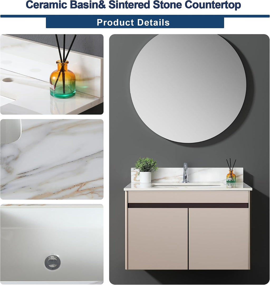 31" Marble Bathroom Vanity Top with Sink