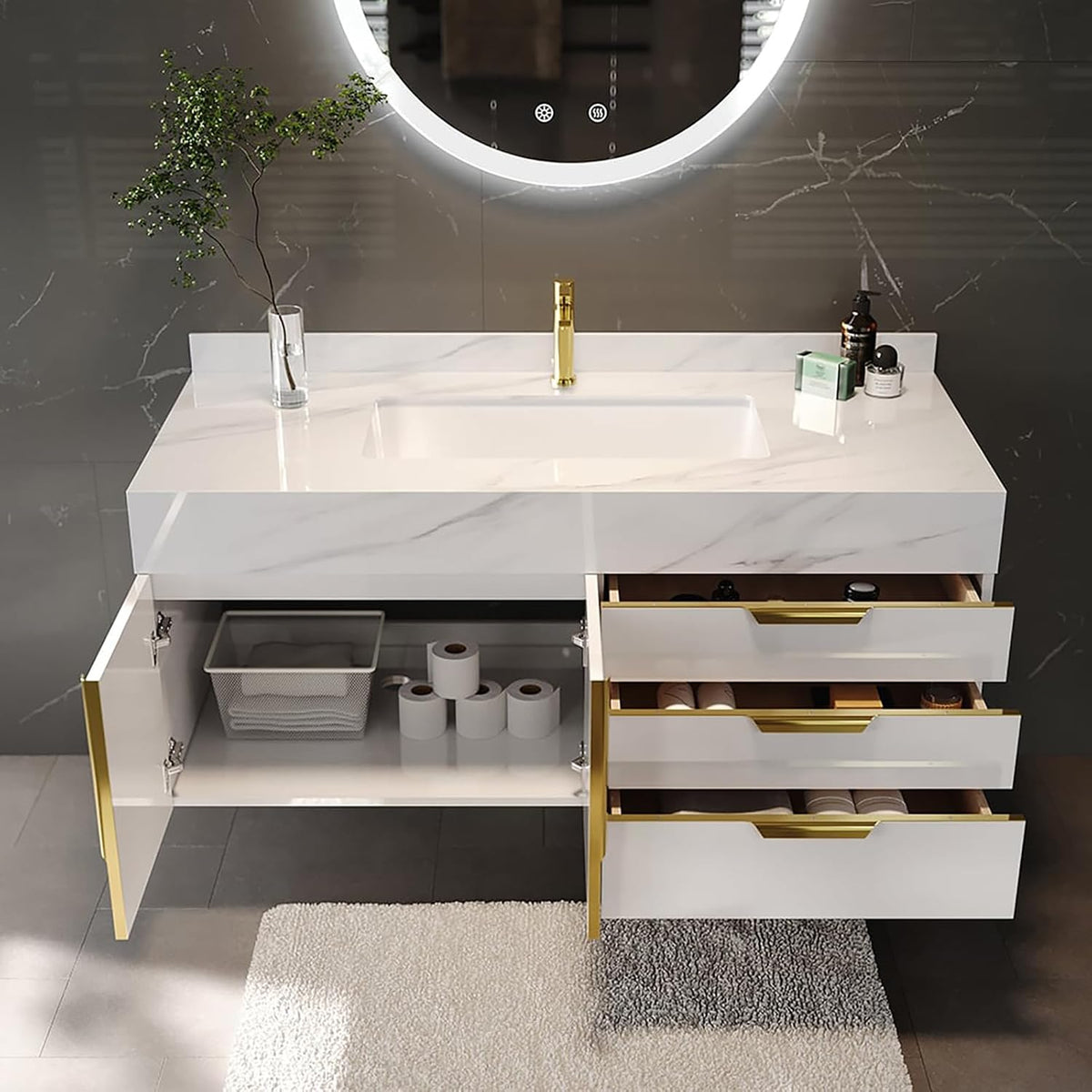 35.4" Bathroom Vanity White