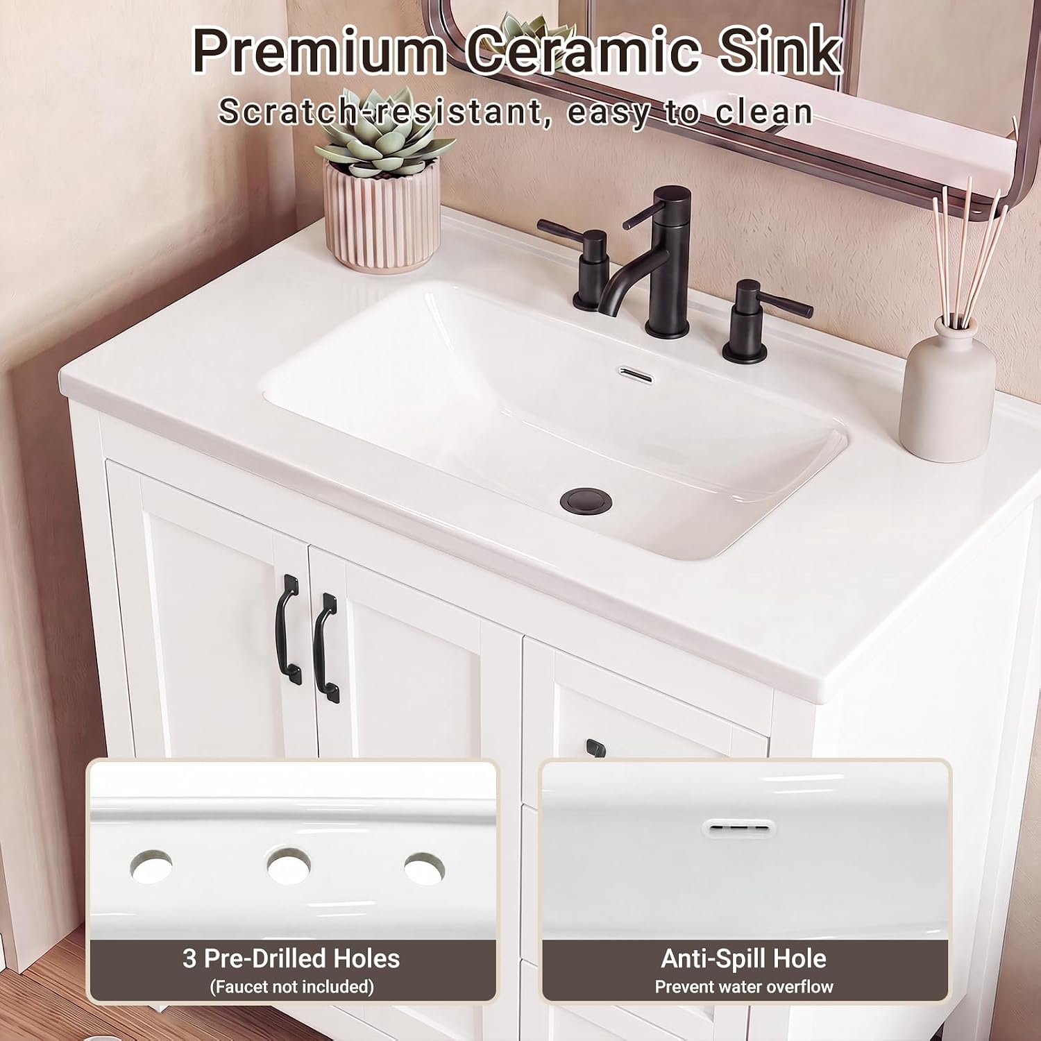 40" Single Sink Bathroom Vanity White