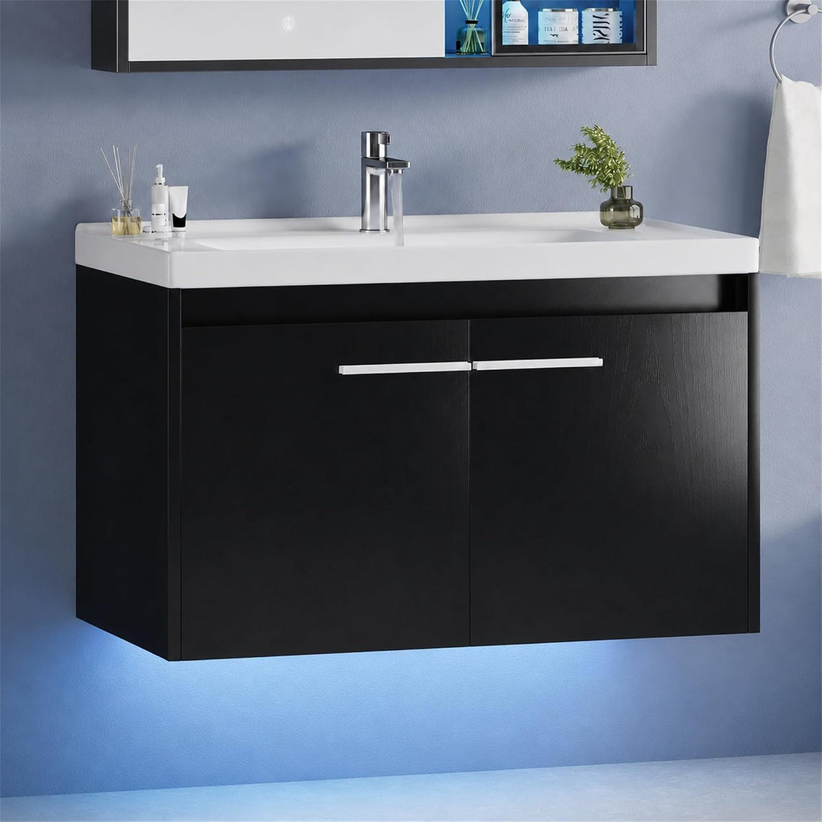 32" LED Floating Bathroom Vanity Black