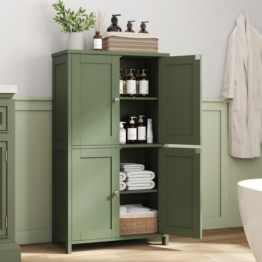 4-Door Bathroom Cabinet Pale Green