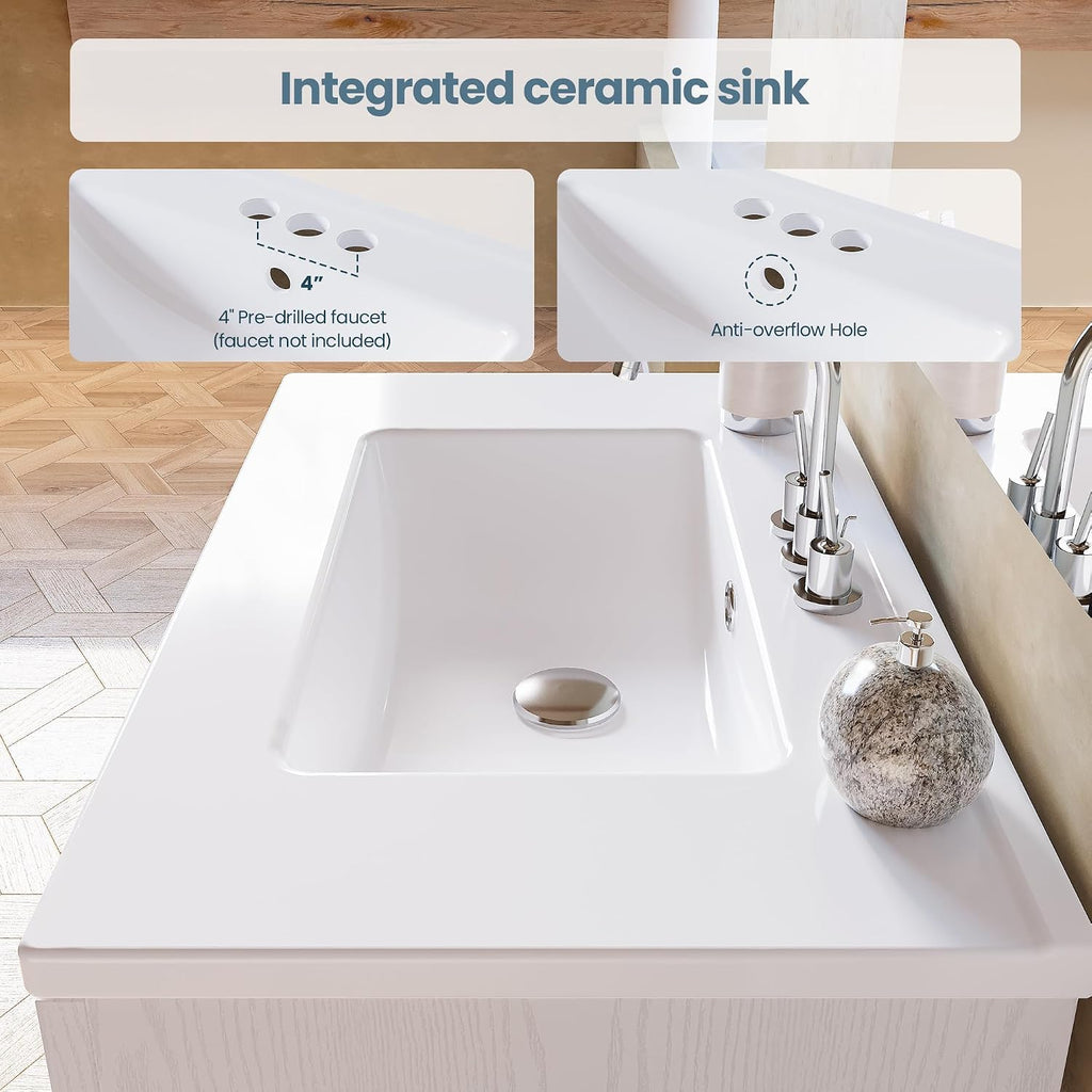 30" Farmhouse Bathroom Vanity White