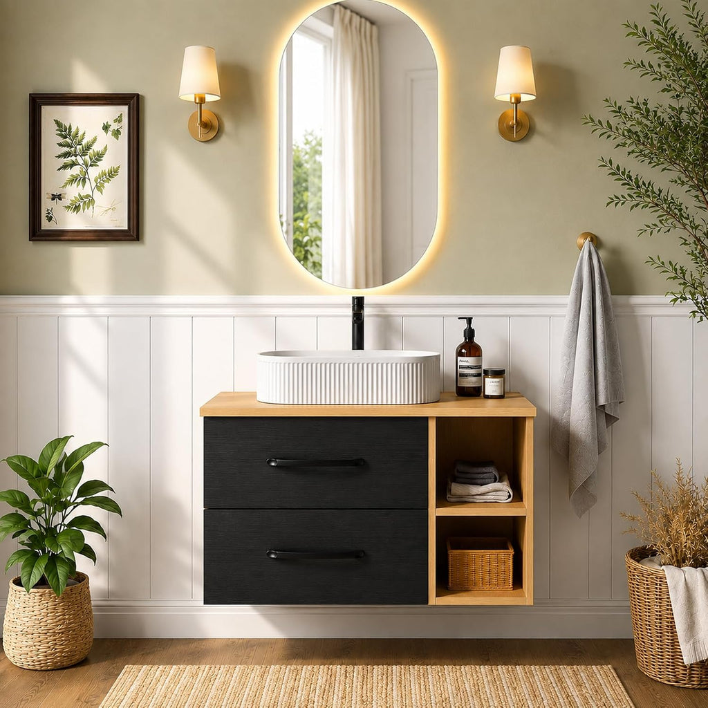 30" Floating Bathroom Vanity Black