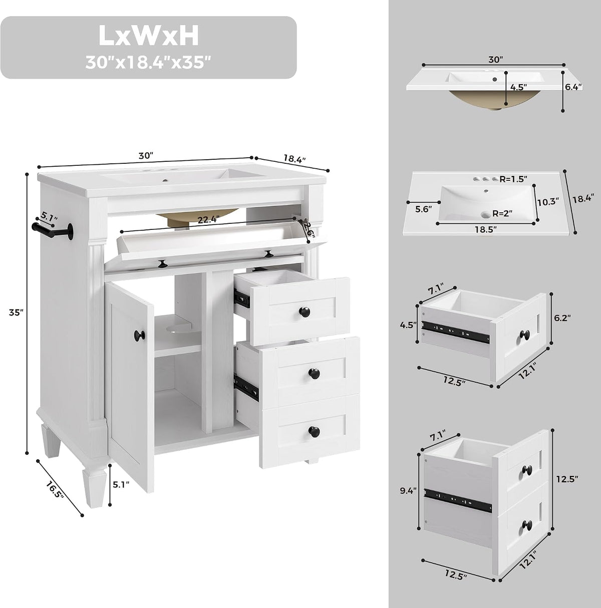 30" Bathroom Vanity with Sink
