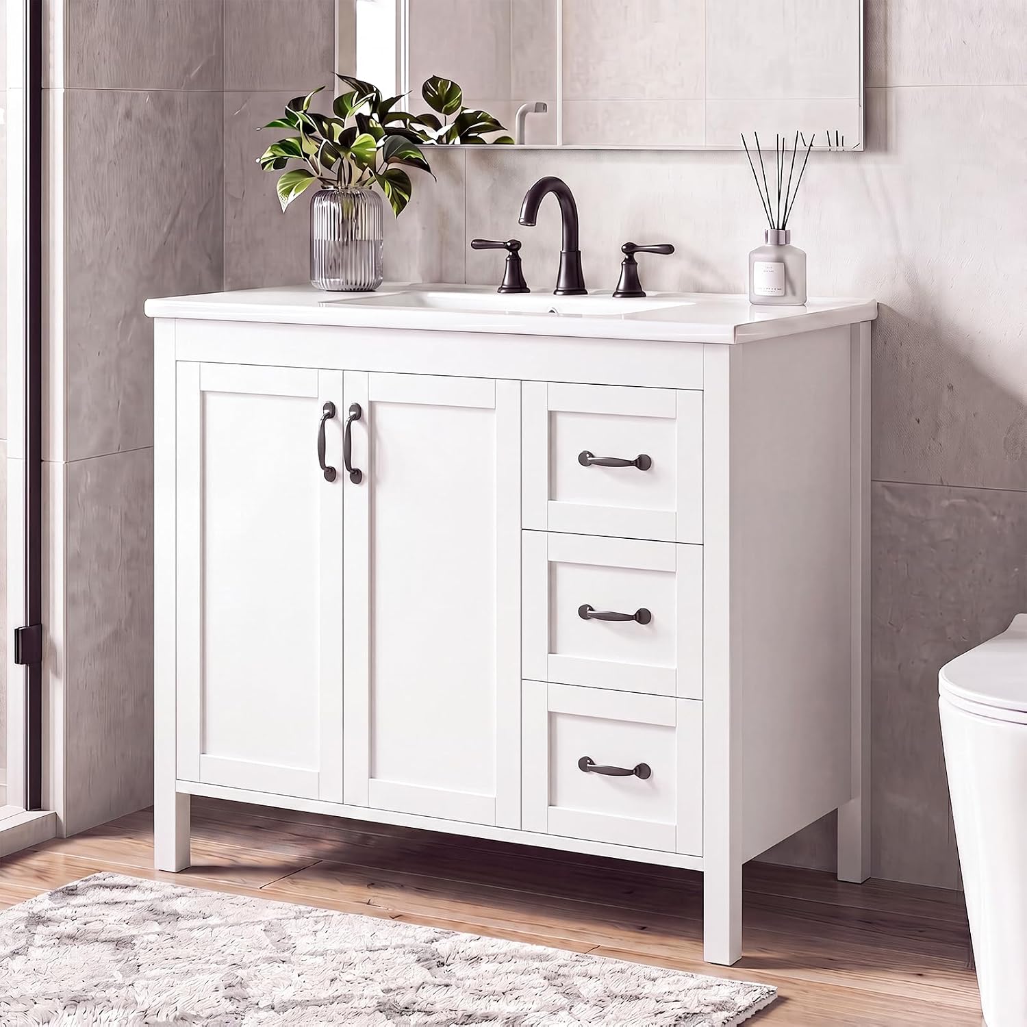40" Single Sink Bathroom Vanity White