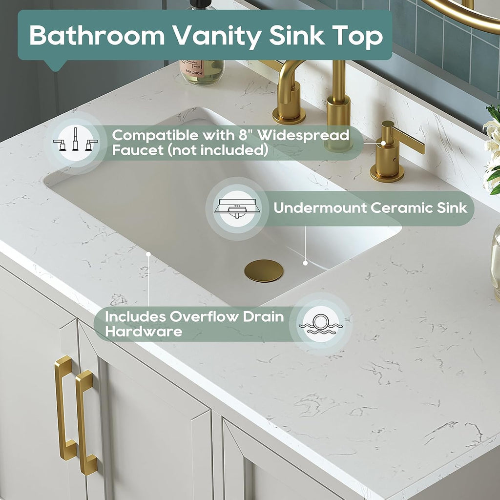 36 Inch Bathroom Vanity with Sink Combo, Greige