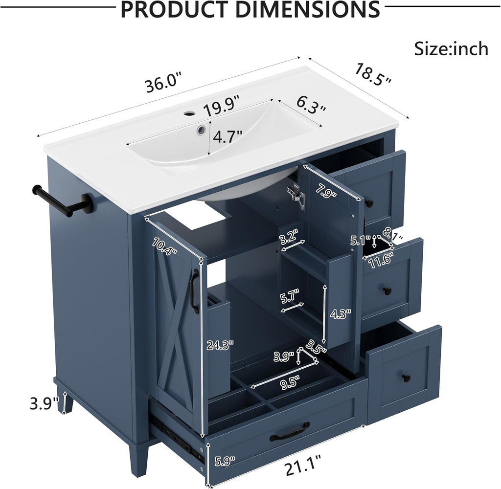 36" Freestanding Bathroom Vanity