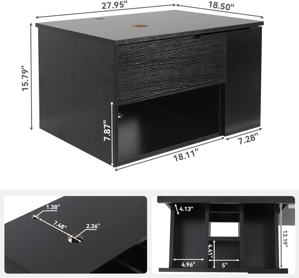 28" Floating Bathroom Vanity Black