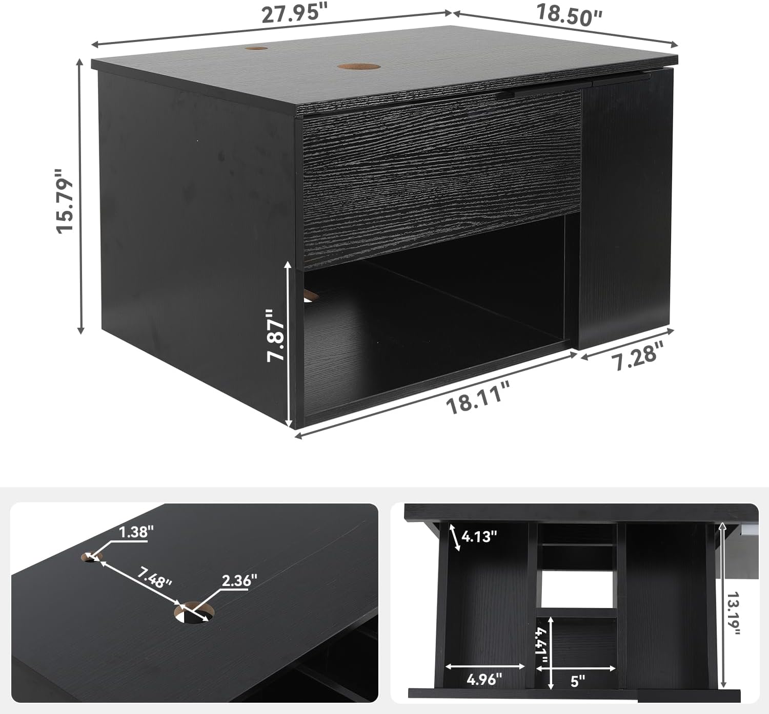28" Floating Bathroom Vanity Black