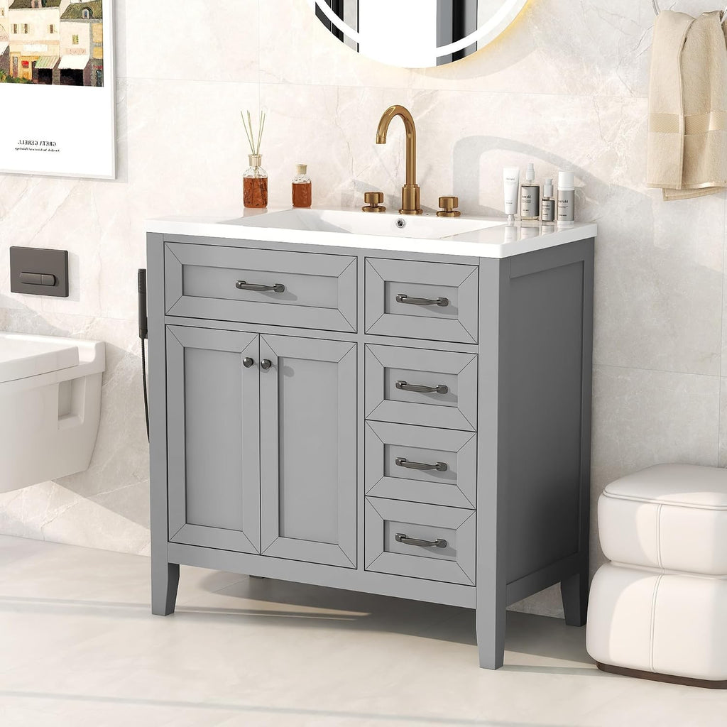 36" Gray Bathroom Vanity with Sink
