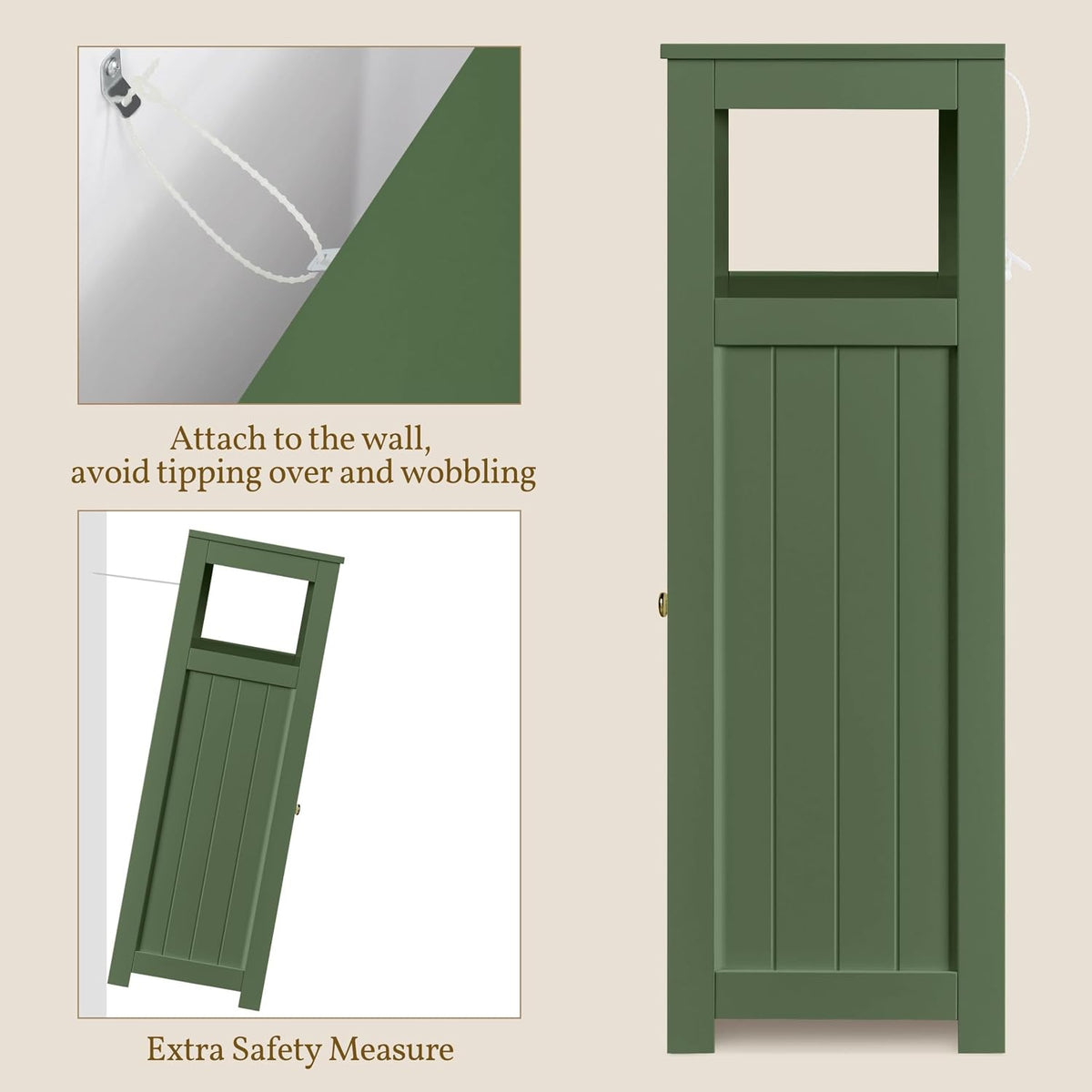 3-Drawer Bathroom Cabinet Green