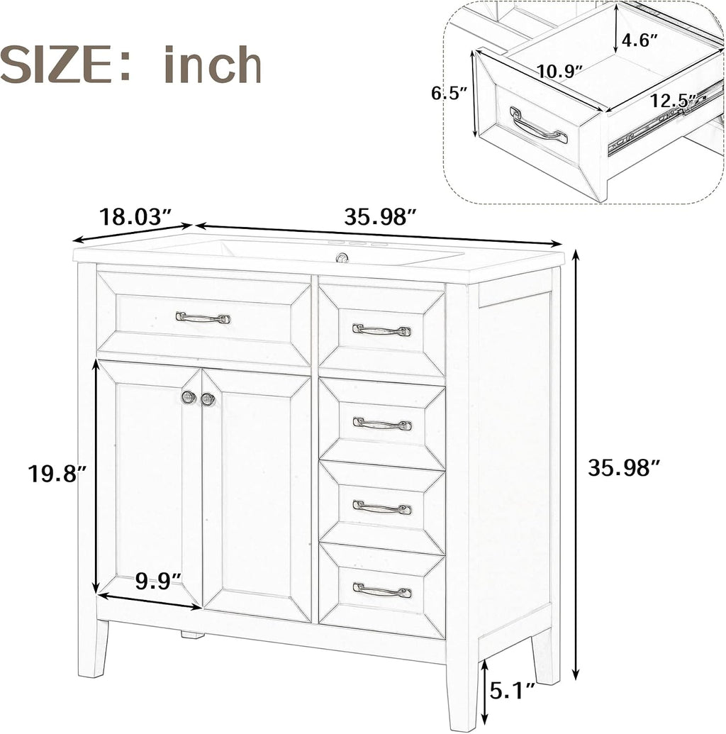 36" Gray Bathroom Vanity with Sink