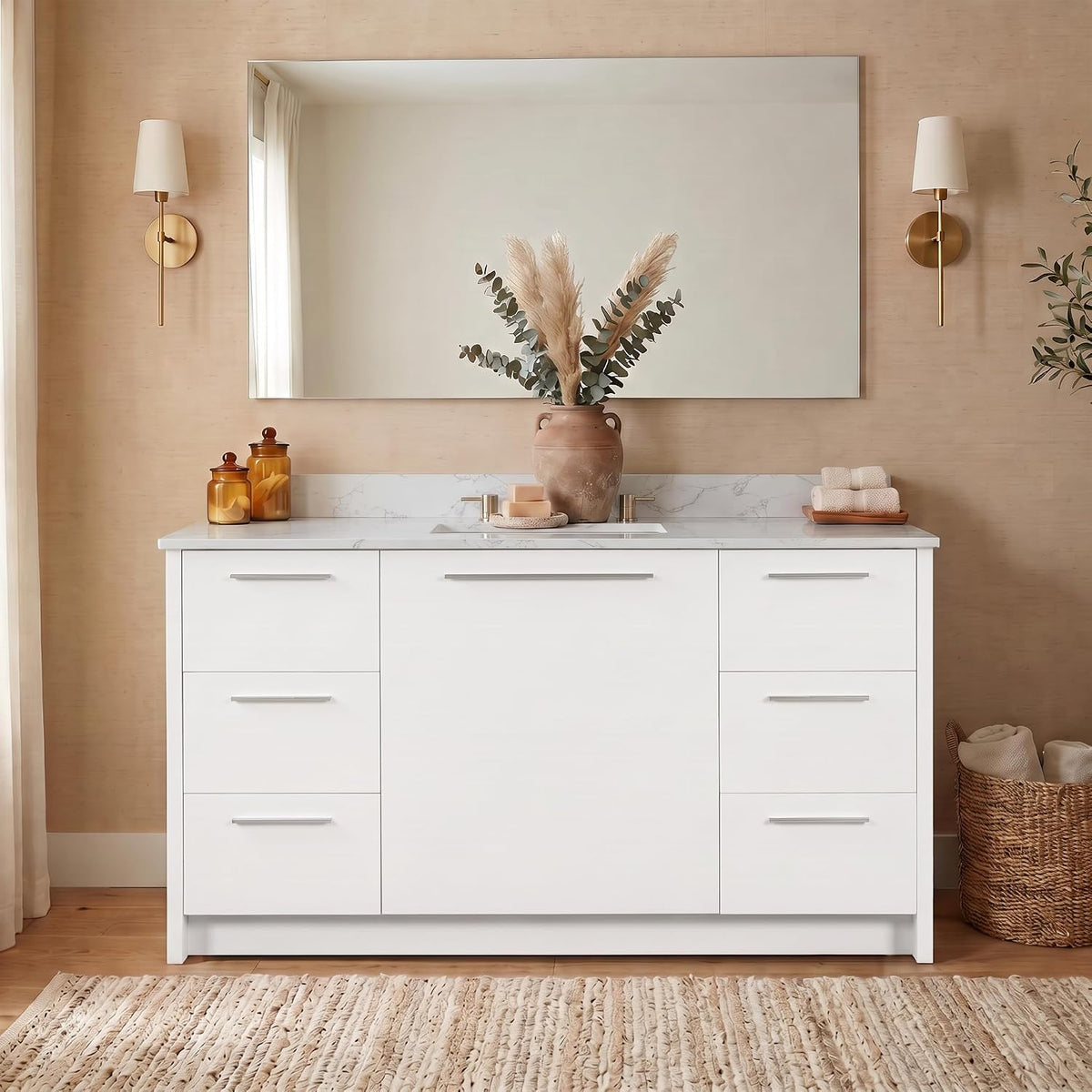 48" Solid Wood Bathroom Vanity White