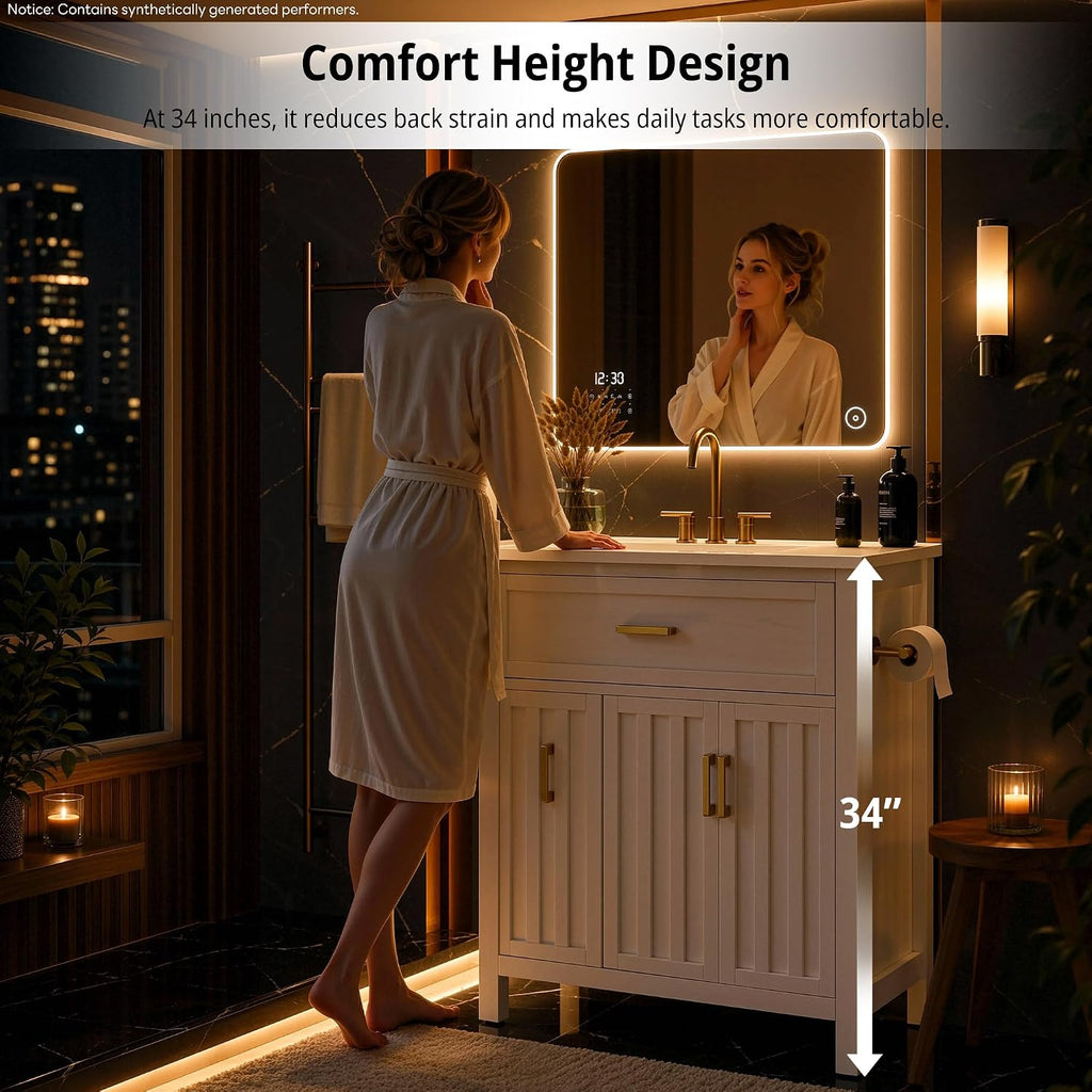 30" Bathroom Vanity White