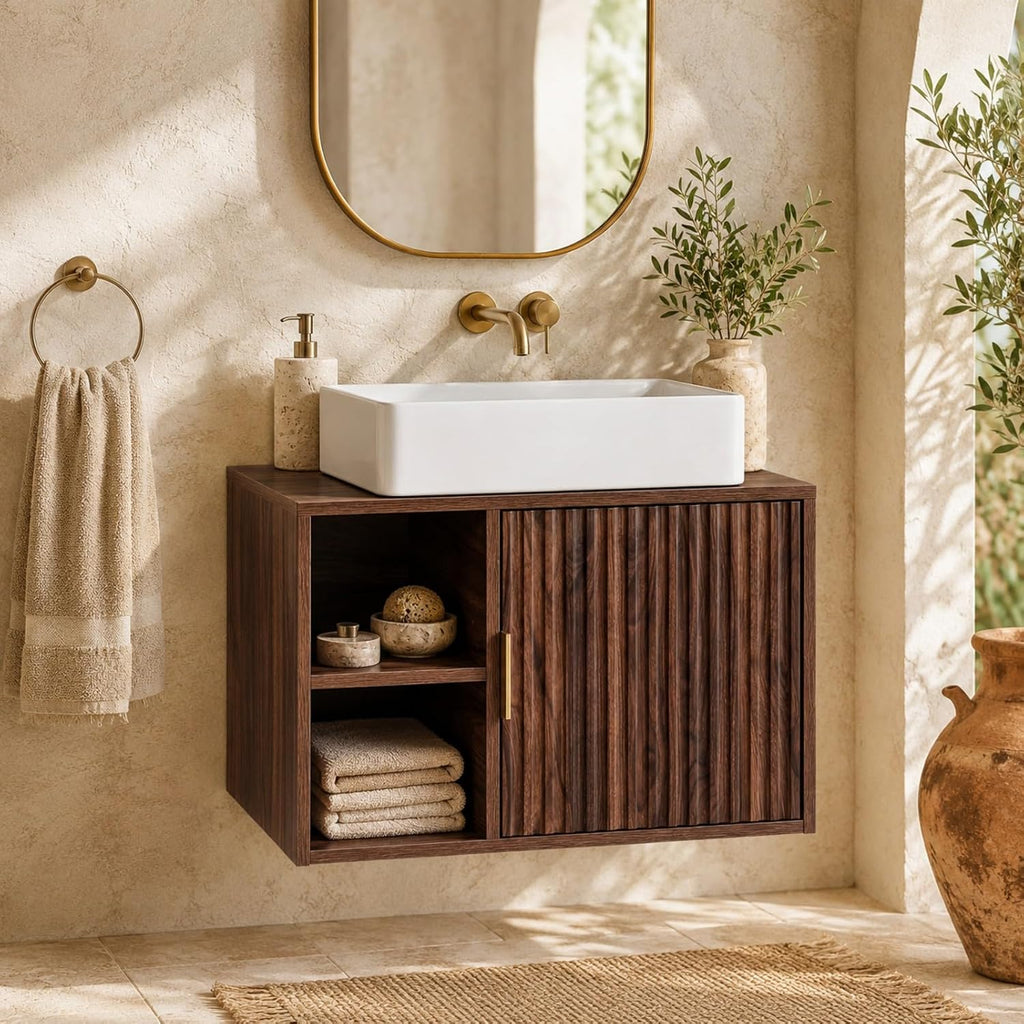 24" Floating Bathroom Vanity Dark Walnut