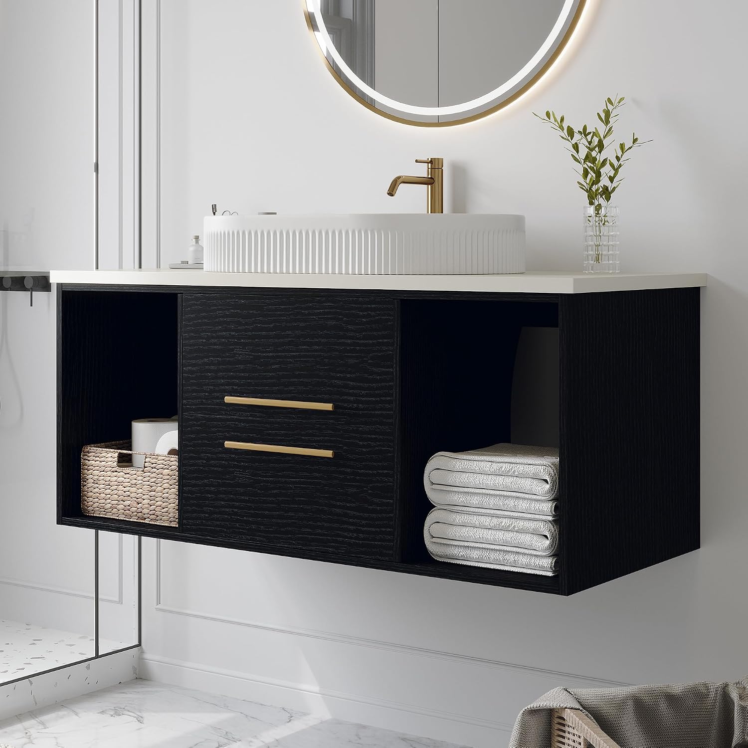 40" Floating Bathroom Vanity Black