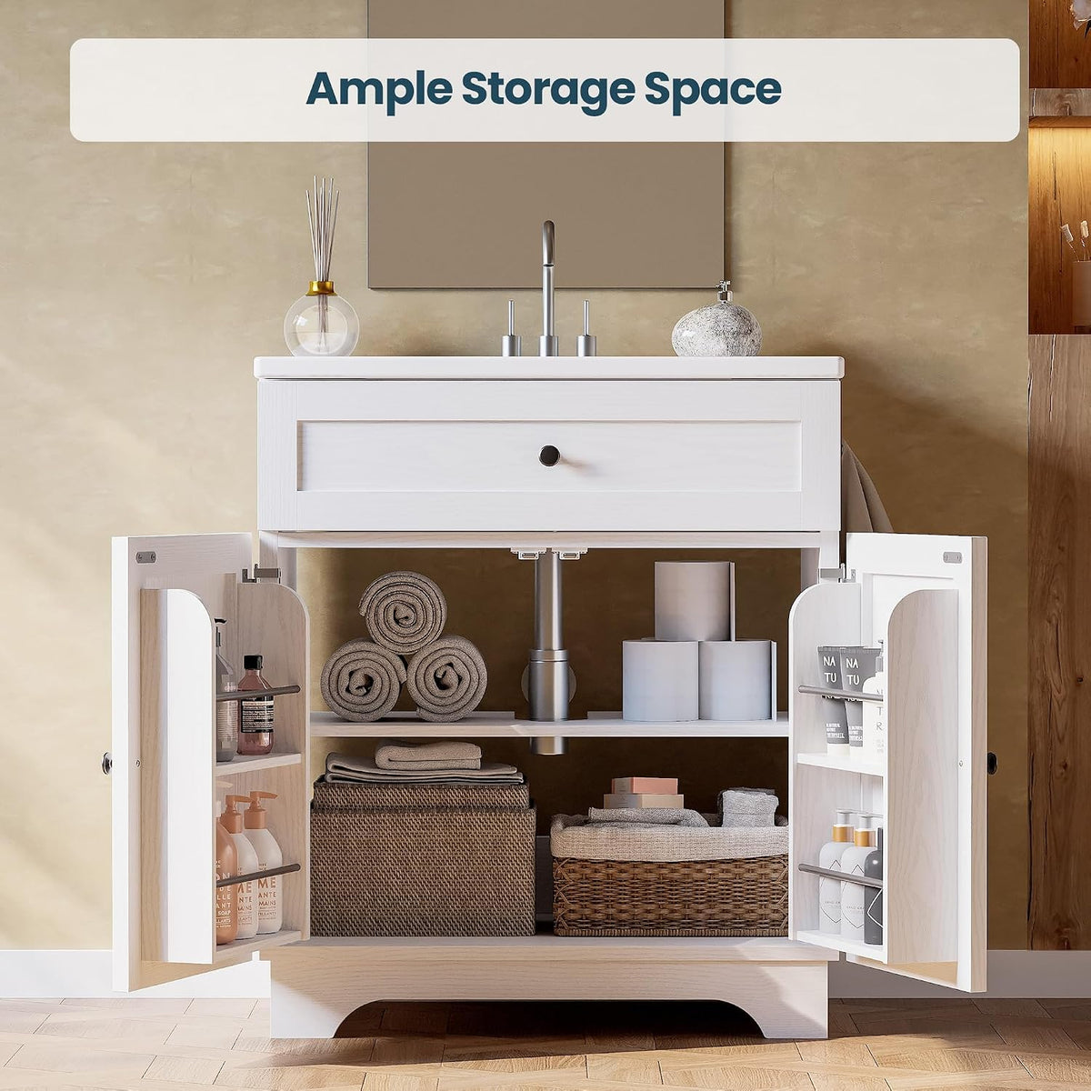 30" Farmhouse Bathroom Vanity White