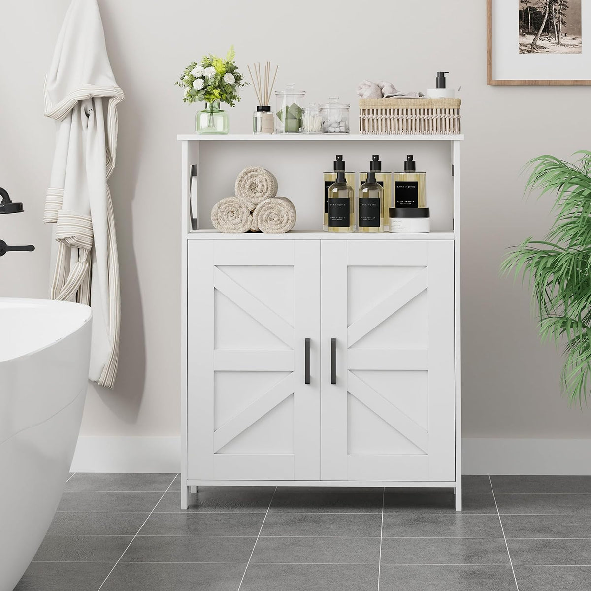 Farmhouse Bathroom Floor Cabinet