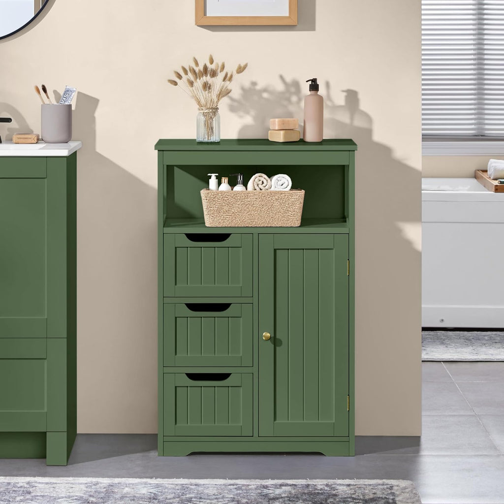3-Drawer Bathroom Cabinet Green