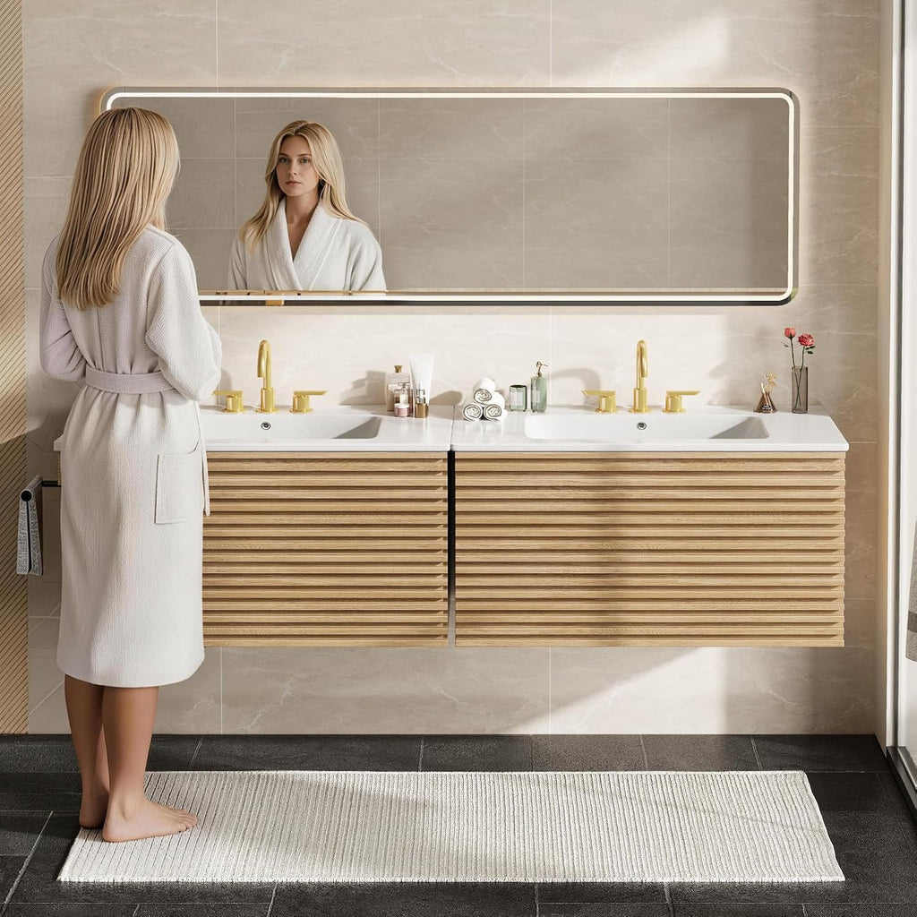 30" Floating Bathroom Vanity Natural Oak