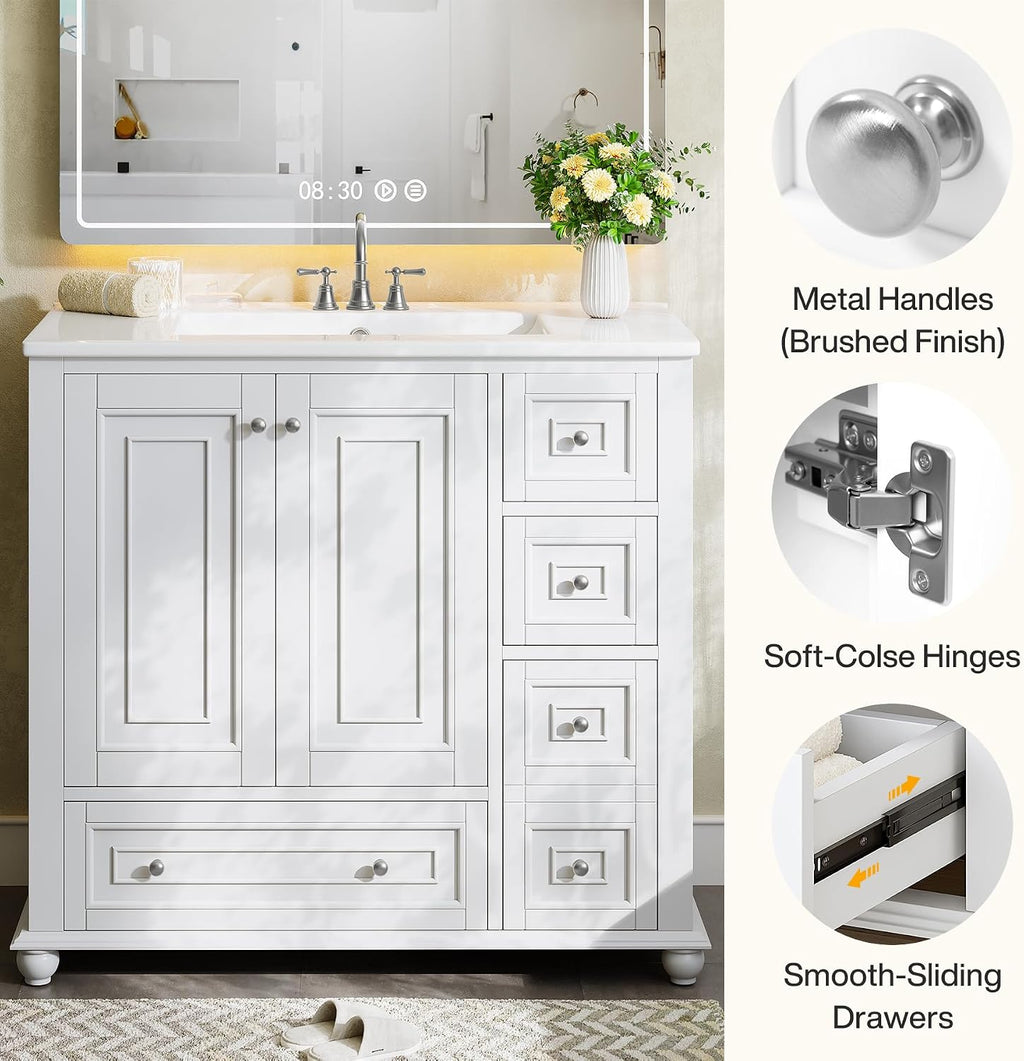 36" Freestanding Bathroom Vanity Grey
