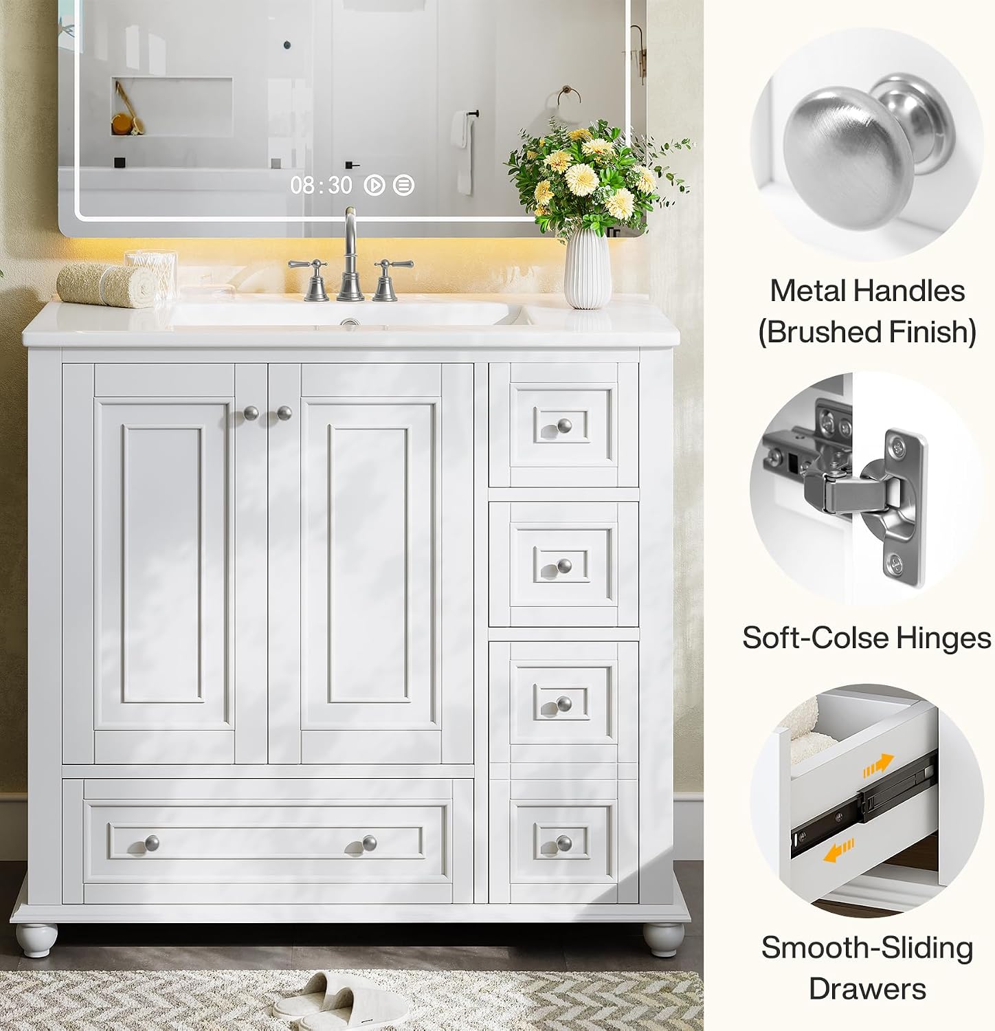 36" Freestanding Bathroom Vanity Grey