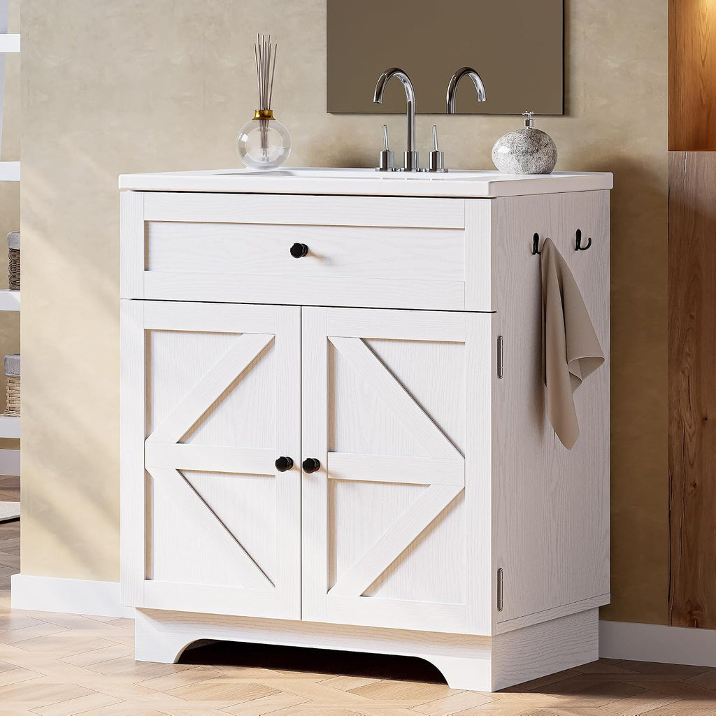 30" Farmhouse Bathroom Vanity White