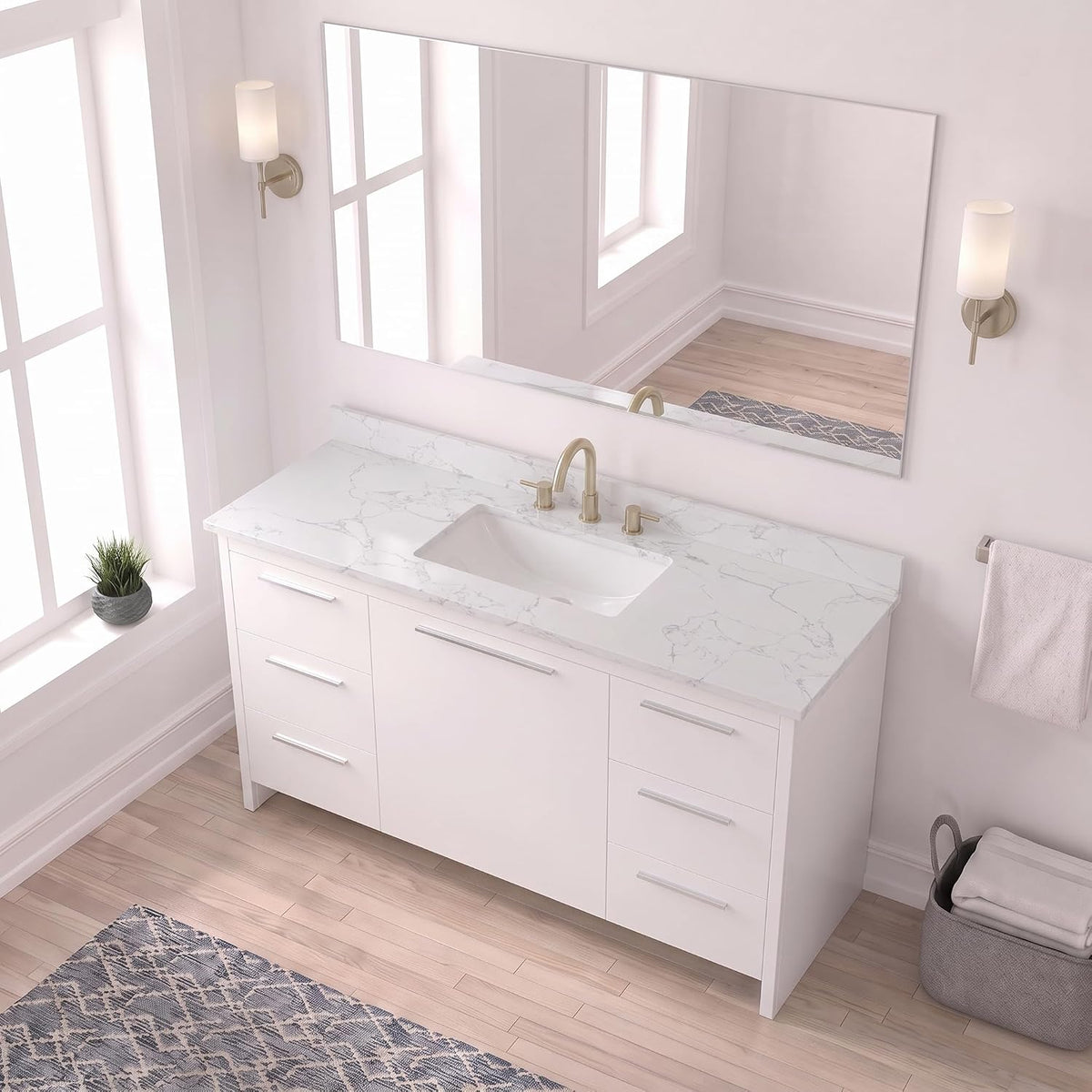 48" Solid Wood Bathroom Vanity White