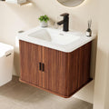 24" Fluted Floating Bathroom Vanity Walnut