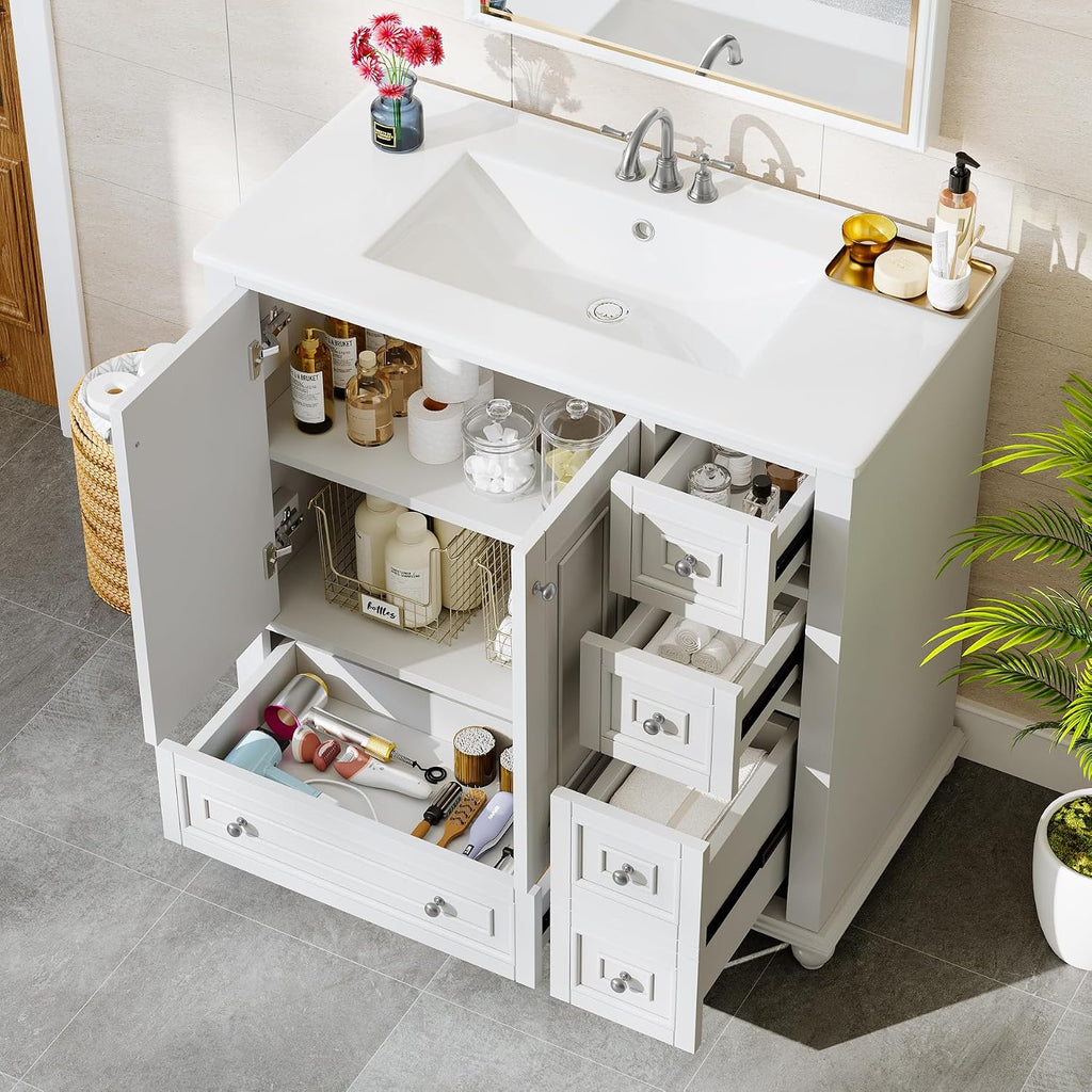 36" Freestanding Bathroom Vanity Grey
