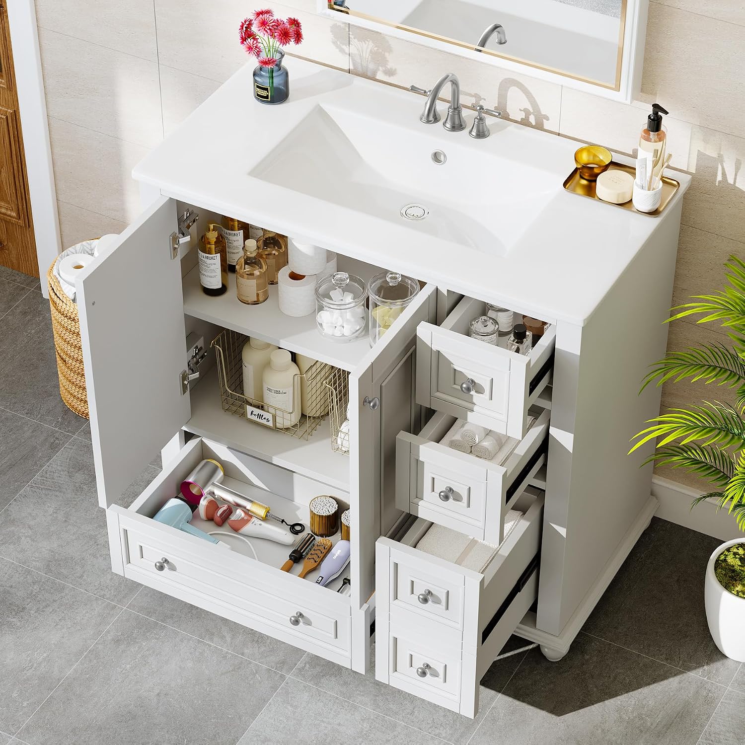 36" Freestanding Bathroom Vanity Grey