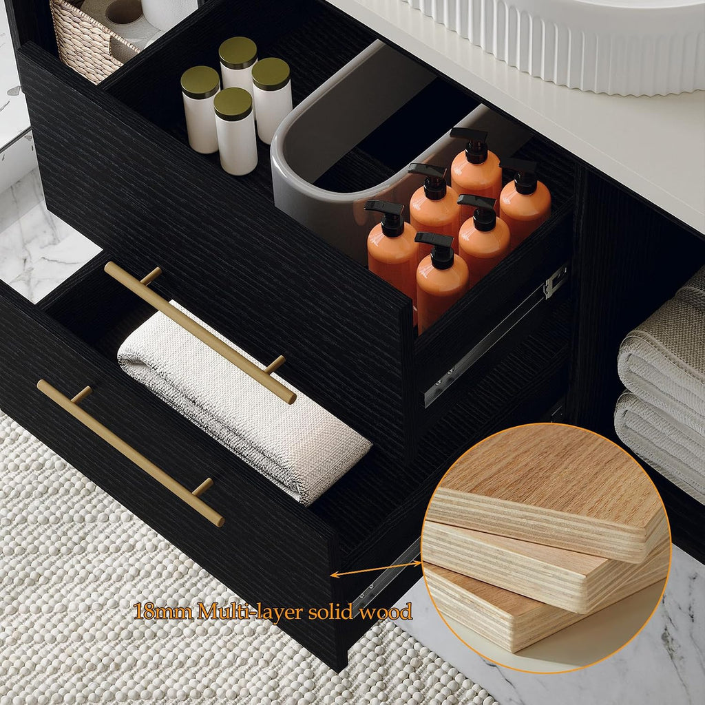 40" Floating Bathroom Vanity Black