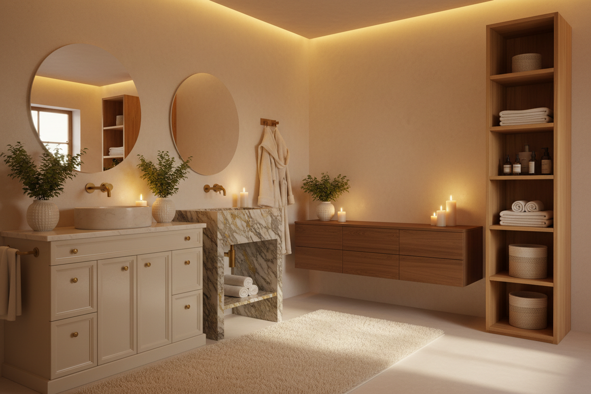 Warm Cozy Bathroom – All Four Categories Combined